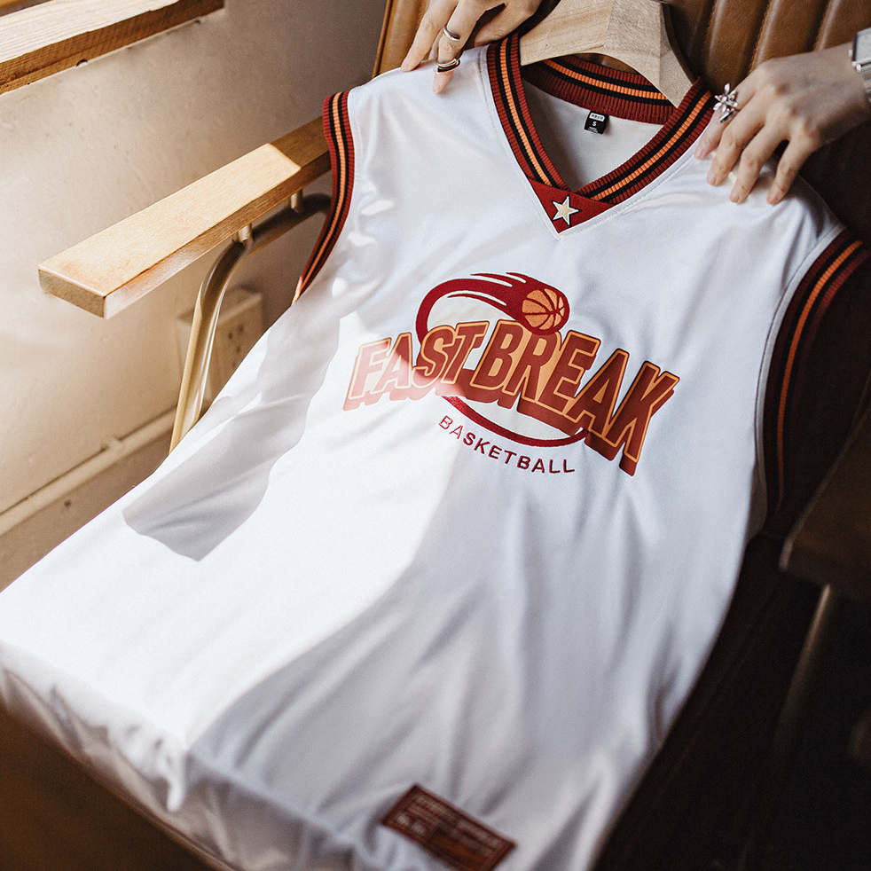 夏日高街運動寬鬆籃球服復古撞色T恤無袖慵懶球衣坎肩背心女