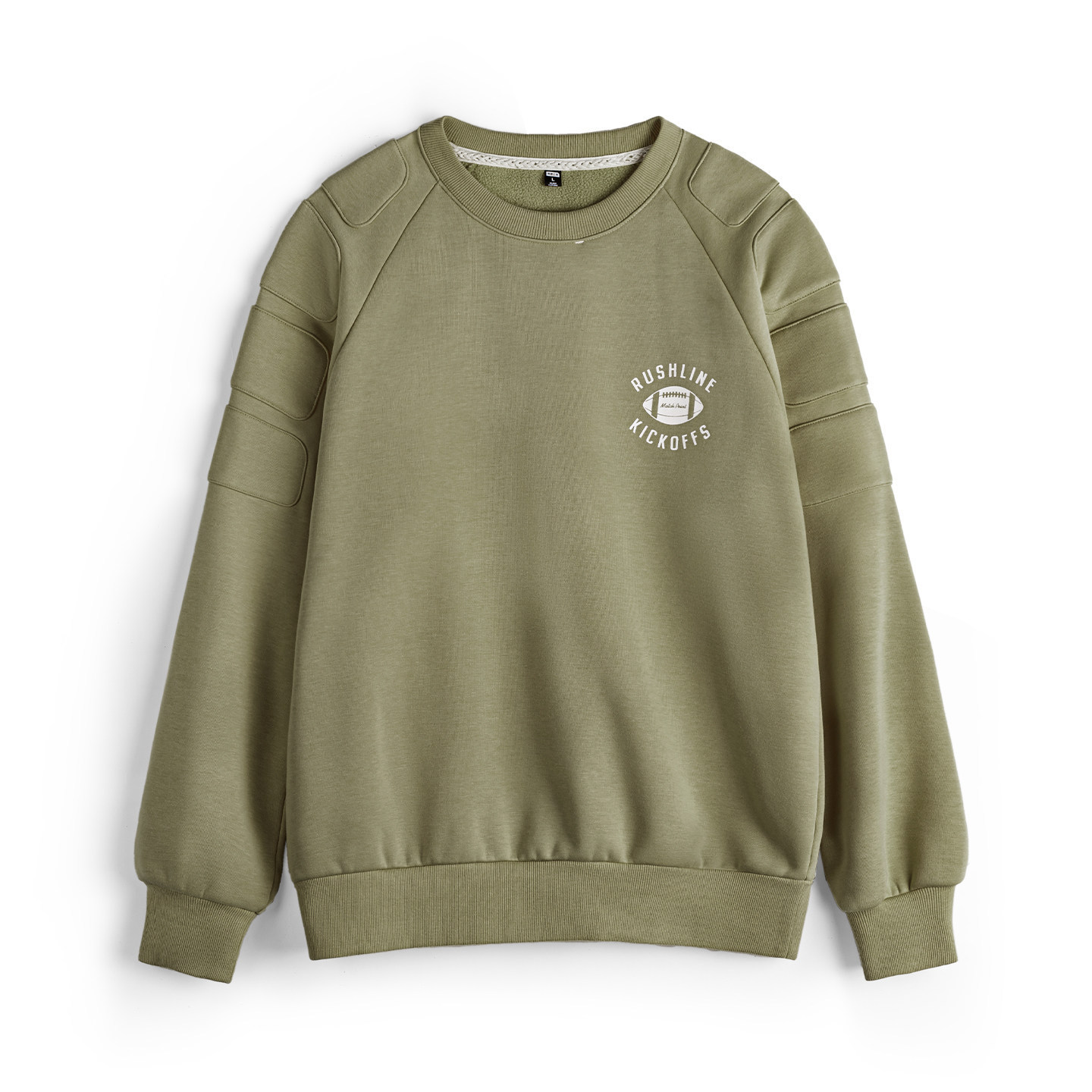 美式加絨衛衣橄欖綠色套頭加厚保暖寬鬆圓領外穿外套男冬