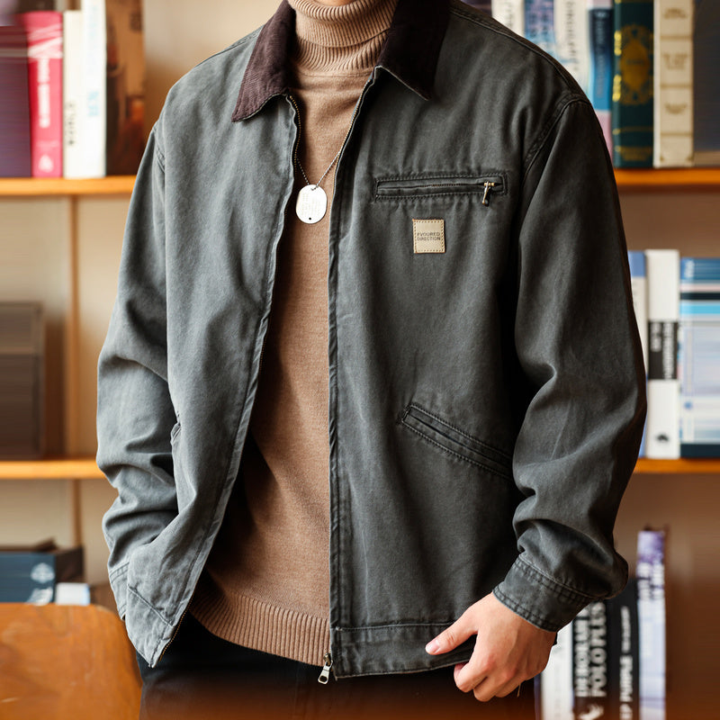 美式經典J97底特律工裝夾克男石磨水洗380g重磅帆布獵裝外套-Retro's Wear