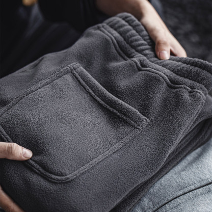 MRA450g重磅雙面搖粒絨衛褲抓絨加厚束脚抽繩直筒長休閒褲冬