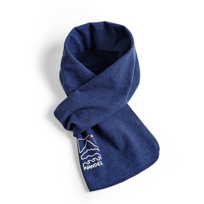 美式山影藍色印花圍巾保暖長圍脖披肩百搭薄款男士秋冬季