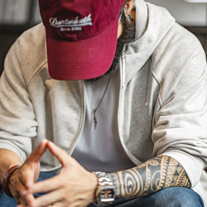 美式休閒灰色連帽衛衣寬鬆插肩袖開衫鬆弛長袖外套男款秋