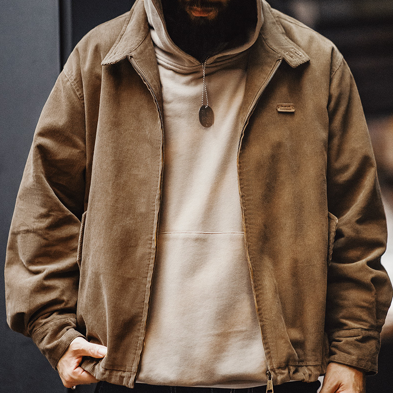 美式復古燈芯絨哈靈頓G9夾克阿美哢嘰立領休閒外套男秋季-Retro's Wear