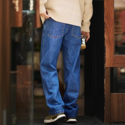美式春秋cleanfit寬鬆直筒牛仔褲男2026新款藍色大碼休閒長褲子