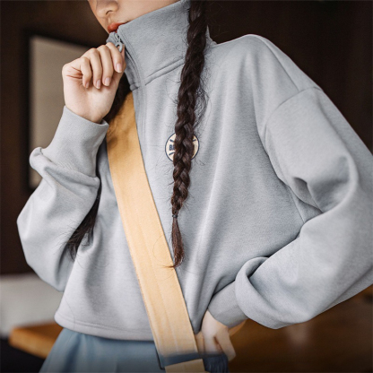 格雷系高領道奇隊棒球夾克t恤加絨半拉鍊針織長袖衛衣春秋女