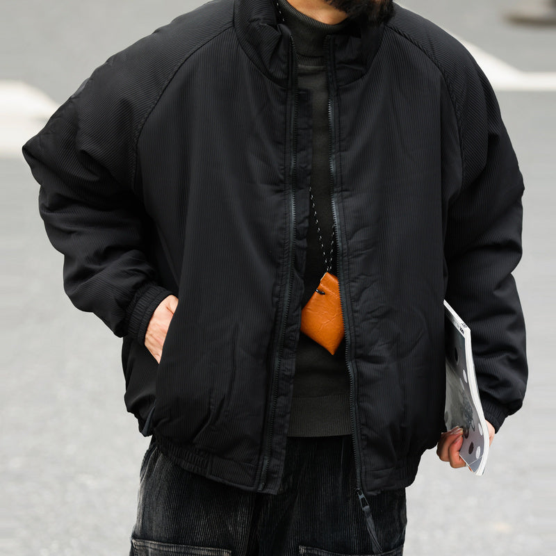 日系復古絨條加厚棉衣男士秋冬款立領設計保暖工裝棉服外套-Retro's Wear