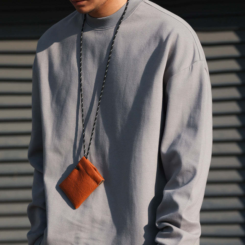 日系休閒300g重磅小領口長袖T恤男cleanfit復古抗皺TEE