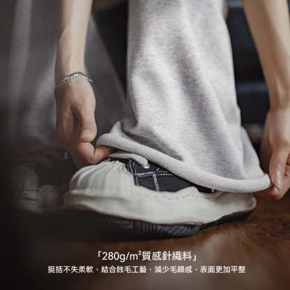 新款白花灰色高腰直筒闊腿卷邊抽繩運動休閒衛褲女士秋季