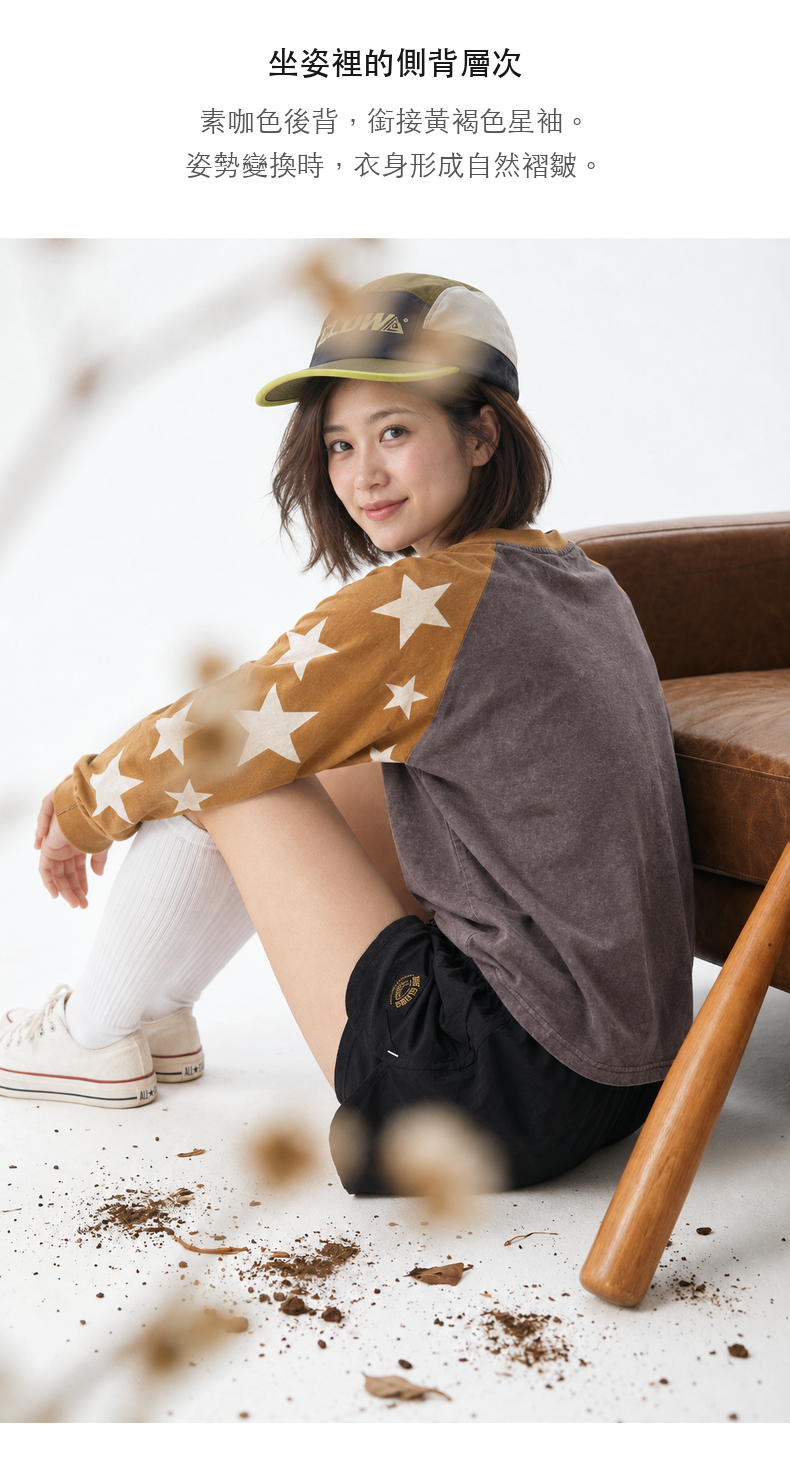 Star Contrast-Color Raglan Printed Long-Sleeve T-Shirt · 10-S07