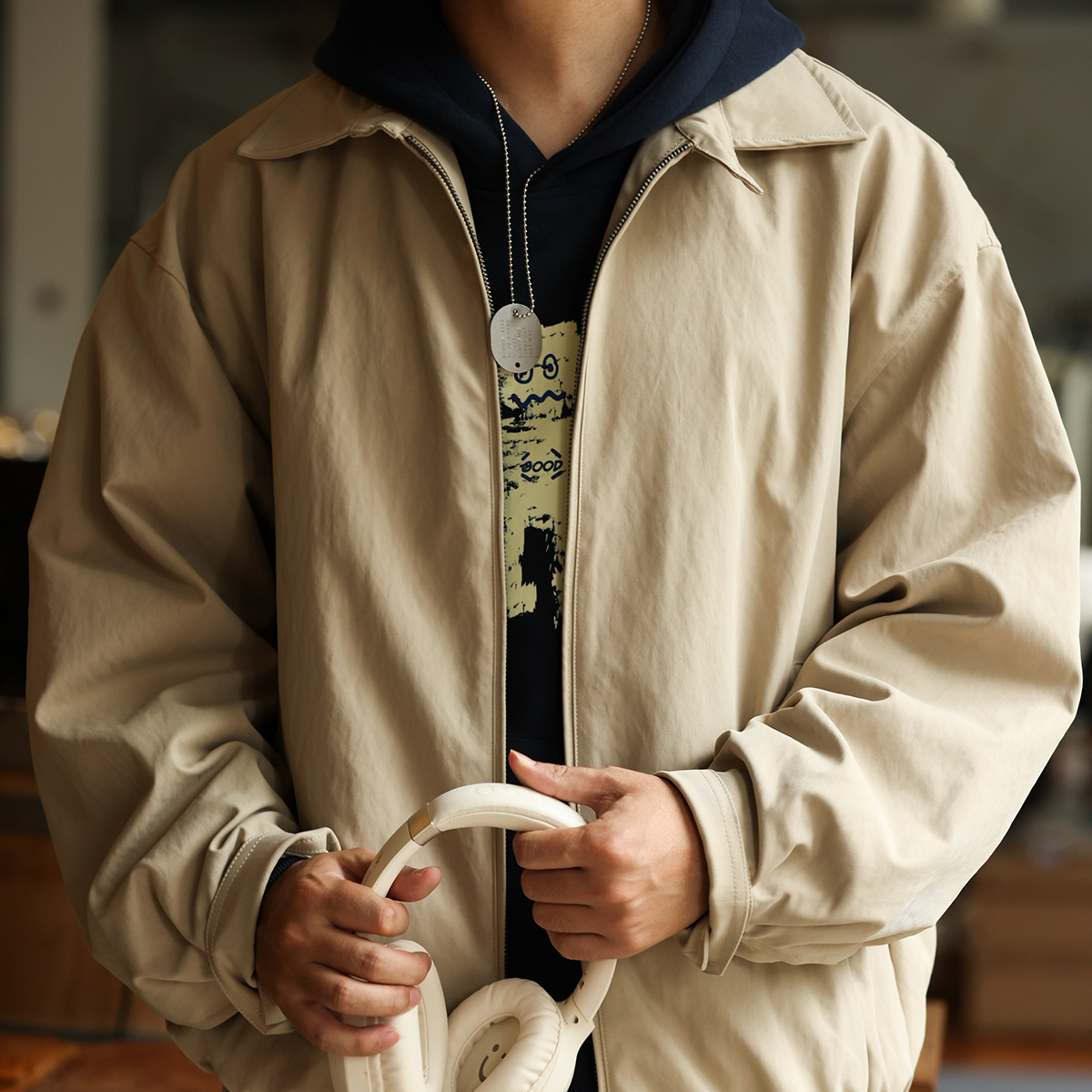 輕量化褪色感教練夾克男拉鍊翻領cleanfit通勤休閒外套