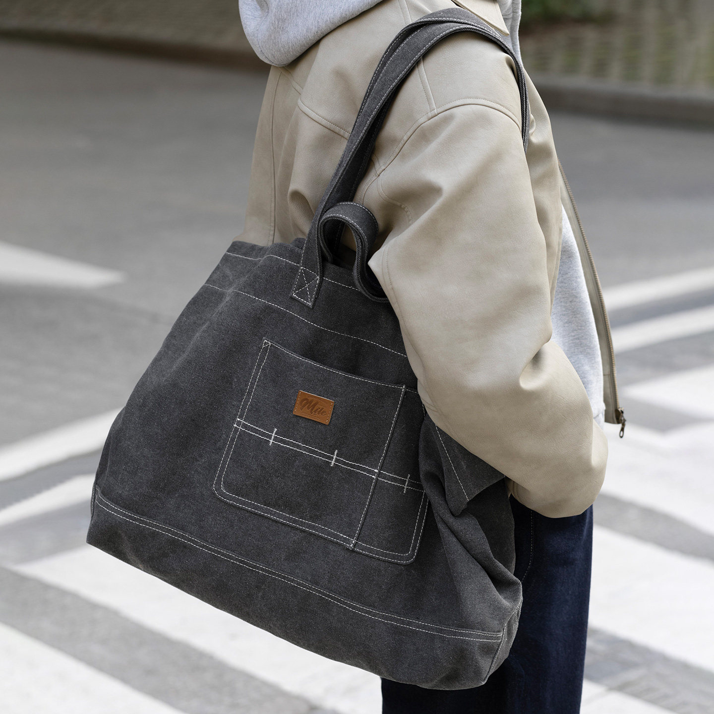 MRA 大容量水洗帆布托特包旅行健身單肩斜跨電腦多功能包潮男