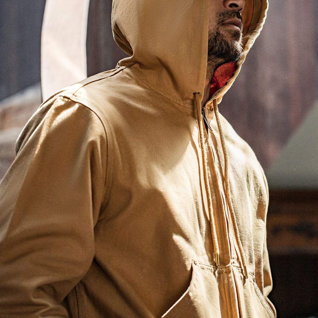 美式復古連帽夾克重磅帆布阿美咔嘰j130短款外套男秋-Retro's Wear