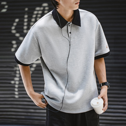 MRA 臘腸狗polo衫短袖男珠地空氣層翻領上衣撞色假兩件T恤夏