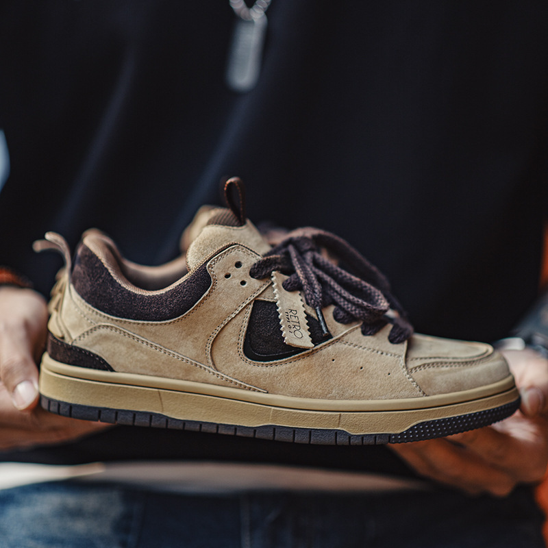 火星之旅滑板鞋男春新款透氣運動休閒鞋厚底復古小眾潮面包鞋-Retro's Wear