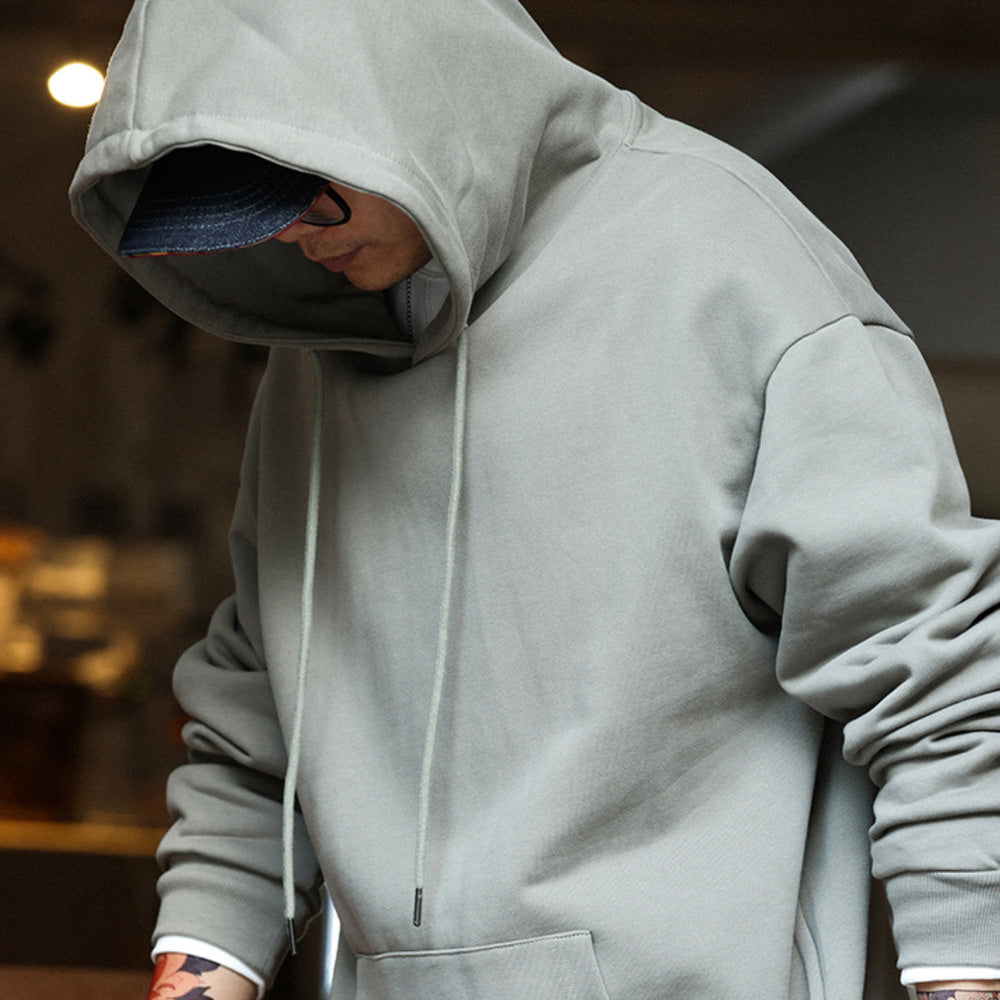 美式休閒480g重磅連帽衛衣男寬鬆純棉毛圈底cleanfit運動帽衫-Retro's Wear