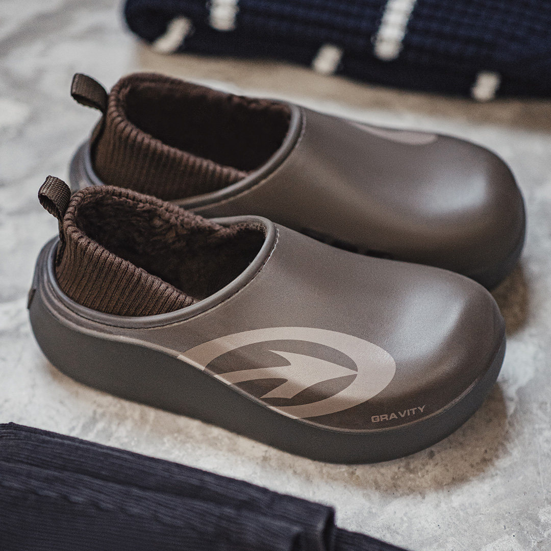 新款冬天一脚蹬休閒鞋加絨保暖辦公室全包跟厚底外穿男拖