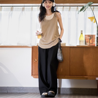 美式復古小個子休閒褲學生直筒日系寬鬆百搭夏季闊腿褲-Retro's Wear