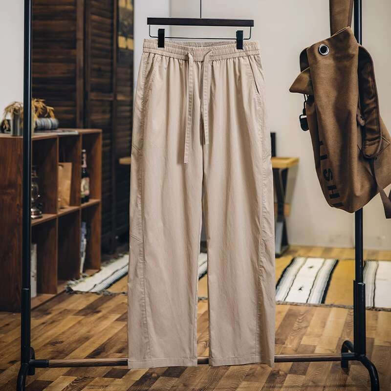 萊賽爾速幹休閒褲男春夏2025新款潮牌美式寬鬆直筒褲子彈力工裝褲