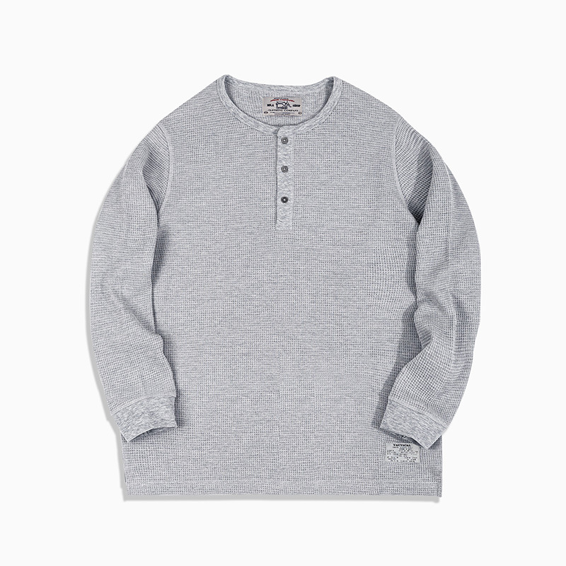 MRA亨利領正肩打底衫300g重磅白色長袖T恤上衣內搭老錢風男秋