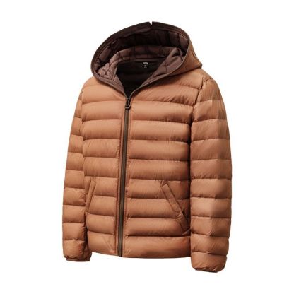 美式輕薄排骨羽絨服男秋冬保暖內膽短款羽絨夾克（連帽）