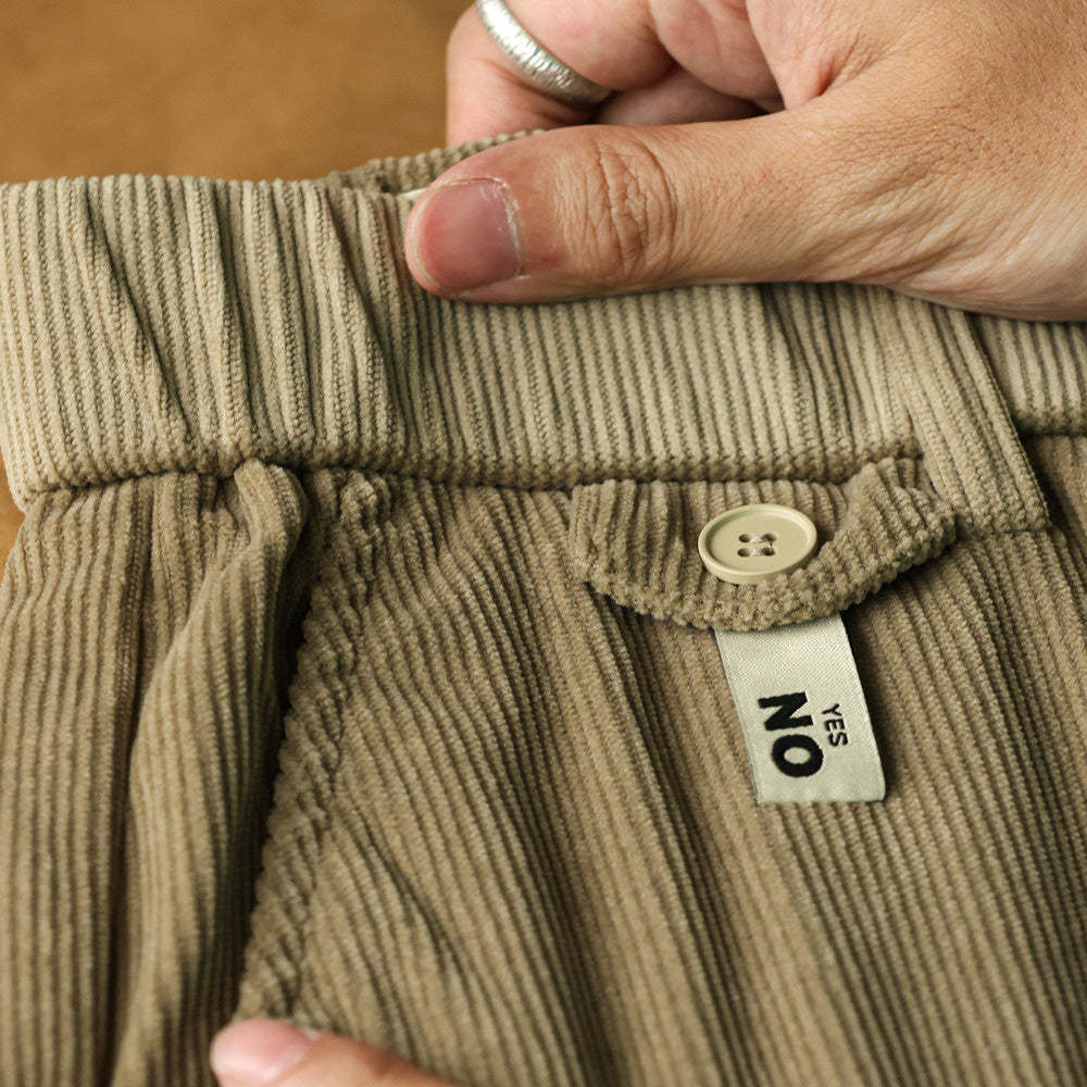 美式重磅燈芯絨休閒褲男寬鬆加絨百搭卡其色小錐形長褲秋冬-Retro's Wear