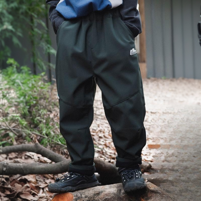 兒童加絨長褲2025冬季款男童線條感褲子休閒寬鬆直筒長褲一件代發