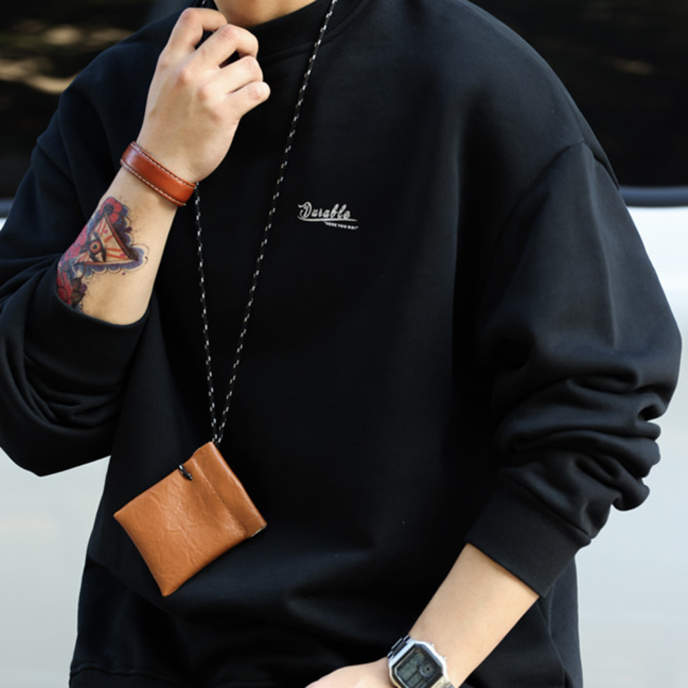 美式復古休閒480g重磅圓領衛衣男寬鬆vintage斑駁印花上衣秋-Retro's Wear