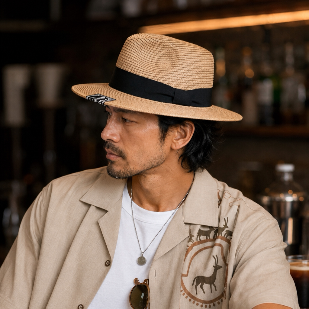 夏季新款老錢風草帽男士平頂防曬復古康康帽船夫帽巴拿馬帽