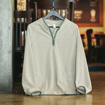 半高領波浪絨面長袖衛衣男2025秋季新款簡約打底衫內搭上衣外套