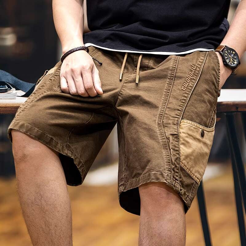 美式復古做舊伐木工短褲男2025夏季新款中褲純棉工裝五分褲子男