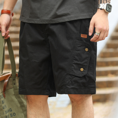 日系復古洗褪工裝短褲男多口袋戶外登山運動五分褲子夏