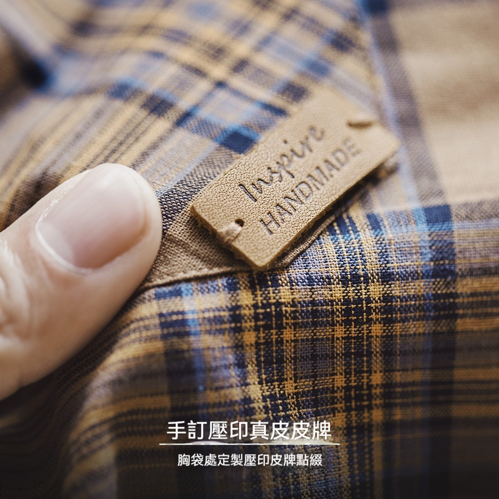 美式復古格子襯衫薄款長袖純棉外套式棕色格紋襯衣男夏秋