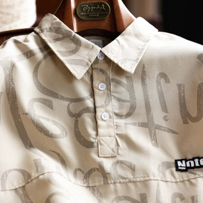 美式滿印塗鴉冰絲短袖POLO衫男薄款寬鬆工裝半袖保羅衫T恤夏-Retro's Wear