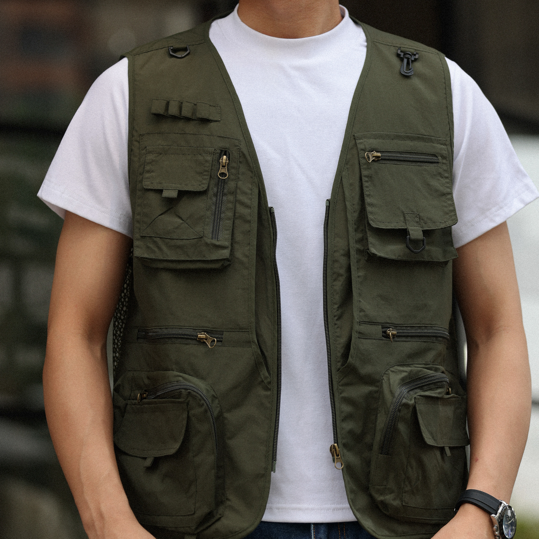 美式戶外戰術工裝馬甲男多口袋透氣攝影釣魚無袖坎肩夏