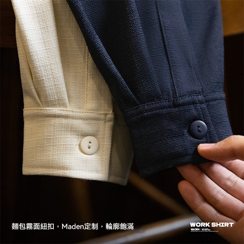 美式休閒廓形抗皺免燙長袖襯衫寬鬆翻領口袋襯衣外套男秋-Retro's Wear