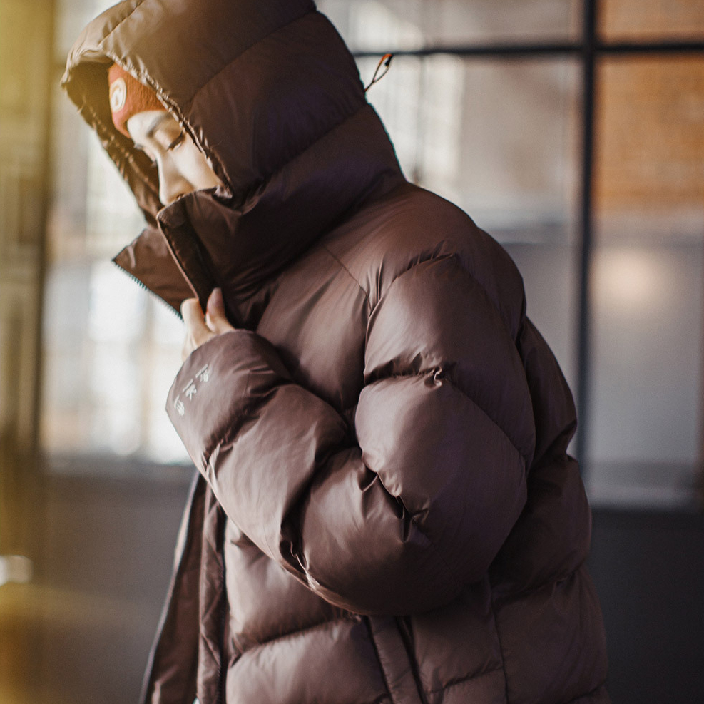 美式連帽立領寬鬆加厚泡芙麵包絎縫棉衣氣絨棉服外套女士秋冬