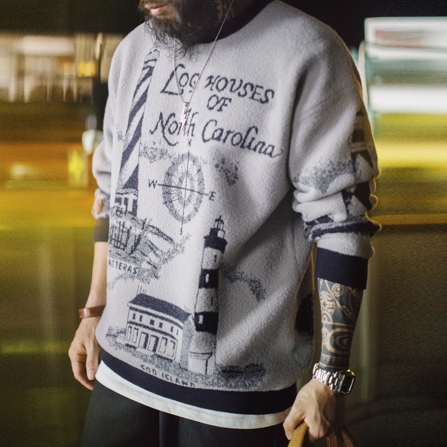 美式灰色圓領套頭毛衣軟糯保暖加厚慵懶風寬鬆外套男秋冬