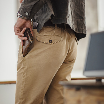 美式復古重磅卡其休閒褲阿美咔嘰斜紋純棉顯瘦直筒褲男秋-Retro's Wear