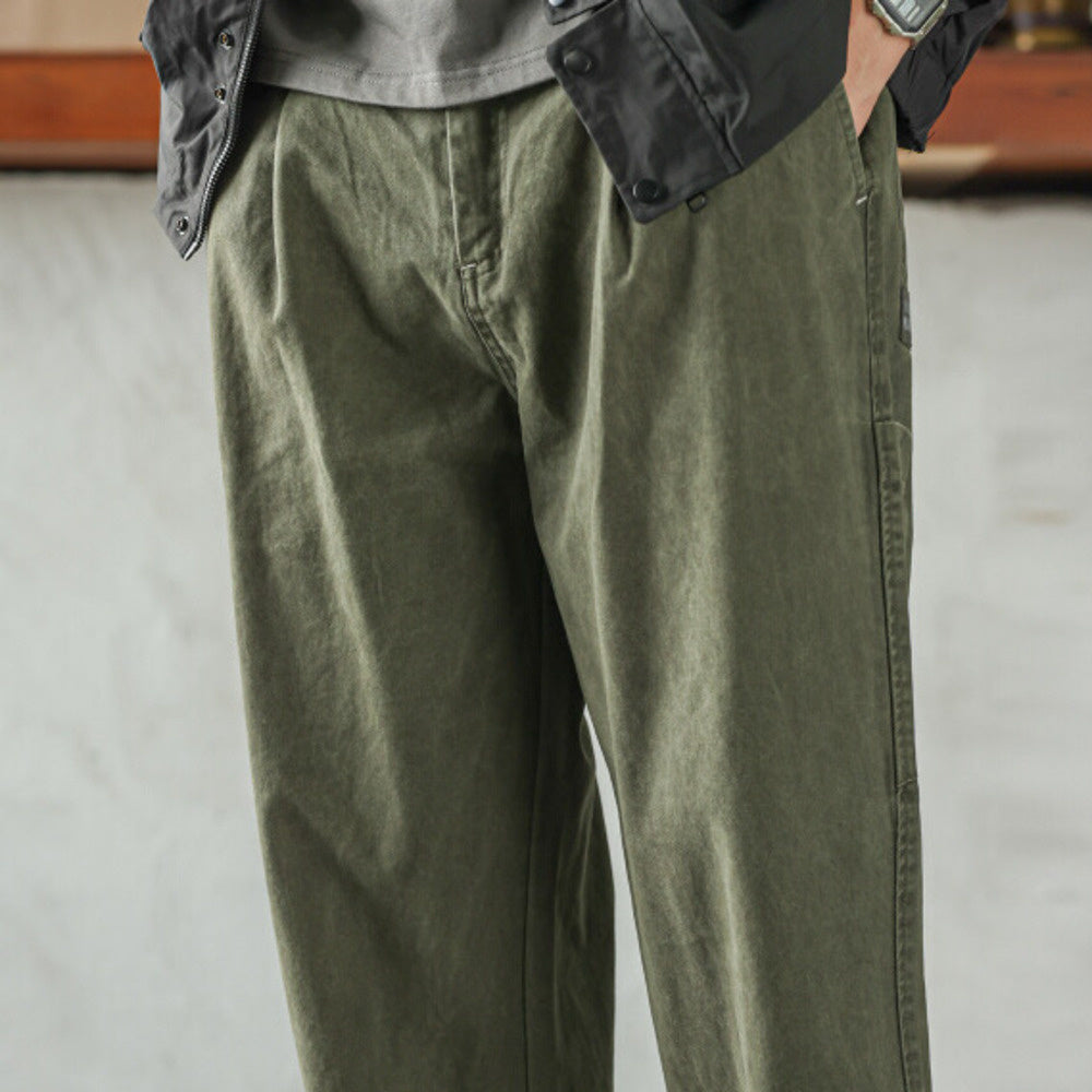 美式復古精梳棉工裝伐木褲男vintage寬鬆休閒百搭闊腿直筒褲-Retro's Wear