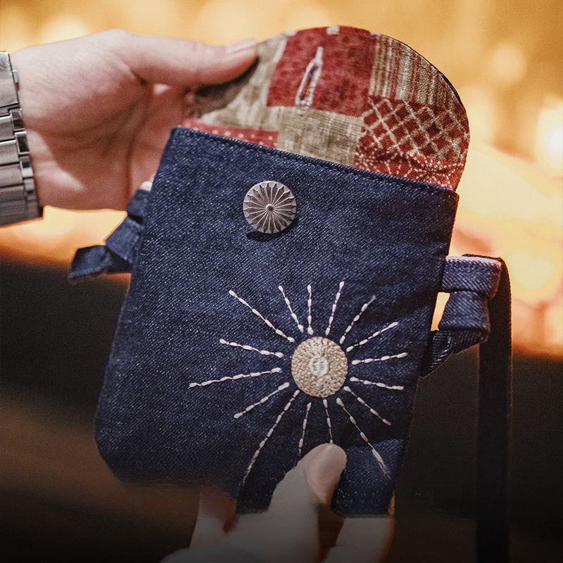 美式復古刺繡丹寧斜挎包印第安民族風牛仔布手機包男女