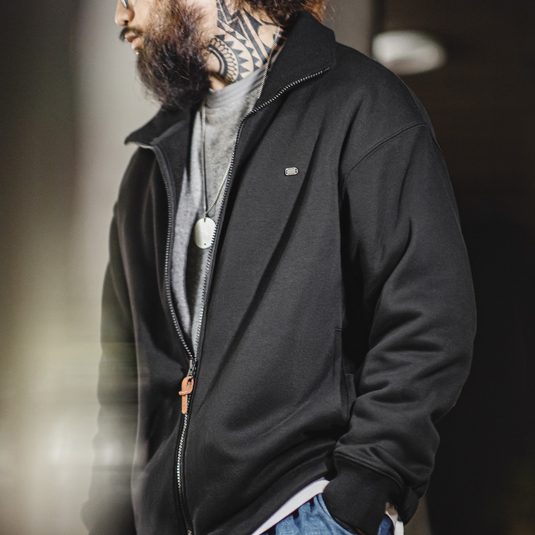 美式休閒運動風開衫衛衣高領保暖立領抓絨夾克外套男秋-Retro's Wear