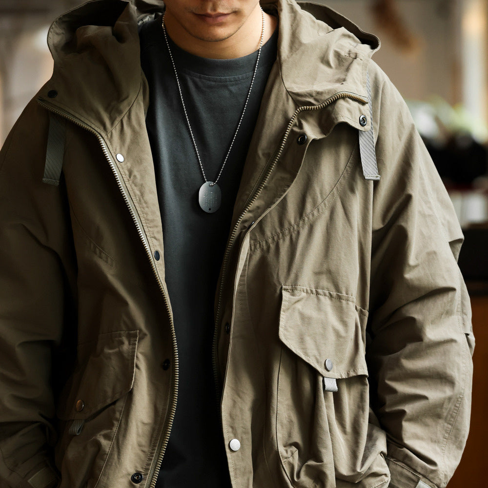 美式復古山系工裝夾克外套男寬鬆運動大口袋防風連帽衝鋒衣-Retro's Wear