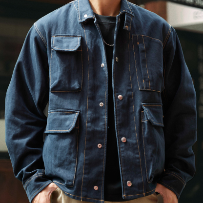 美式復古巴恩風工裝牛仔外套男2025秋季新款軍事四袋M65丹寧夾克