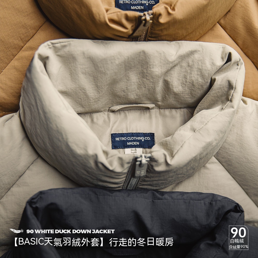美式復古90白鴨絨羽絨服戶外防風防水面包服保暖外套女-Retro's Wear
