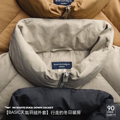 美式復古90白鴨絨羽絨服戶外防風防水面包服保暖外套女-Retro's Wear