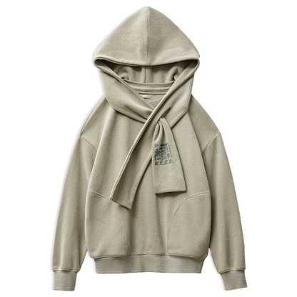 披肩連帽衛衣假兩件寬鬆百搭休閒上衣慵懶風疊穿外套秋季女-Retro's Wear