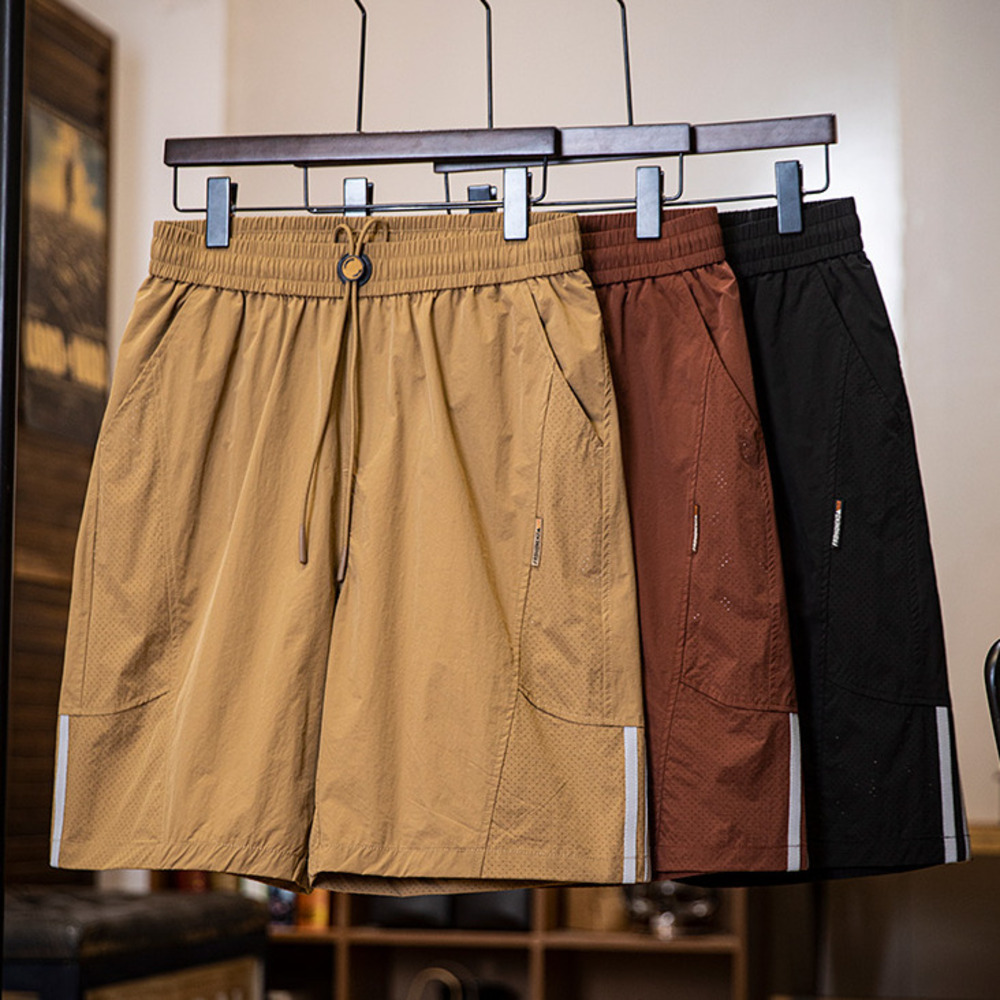 輕量化戶外速幹短褲男2025夏季新款反光條杠凉感運動五分褲子男