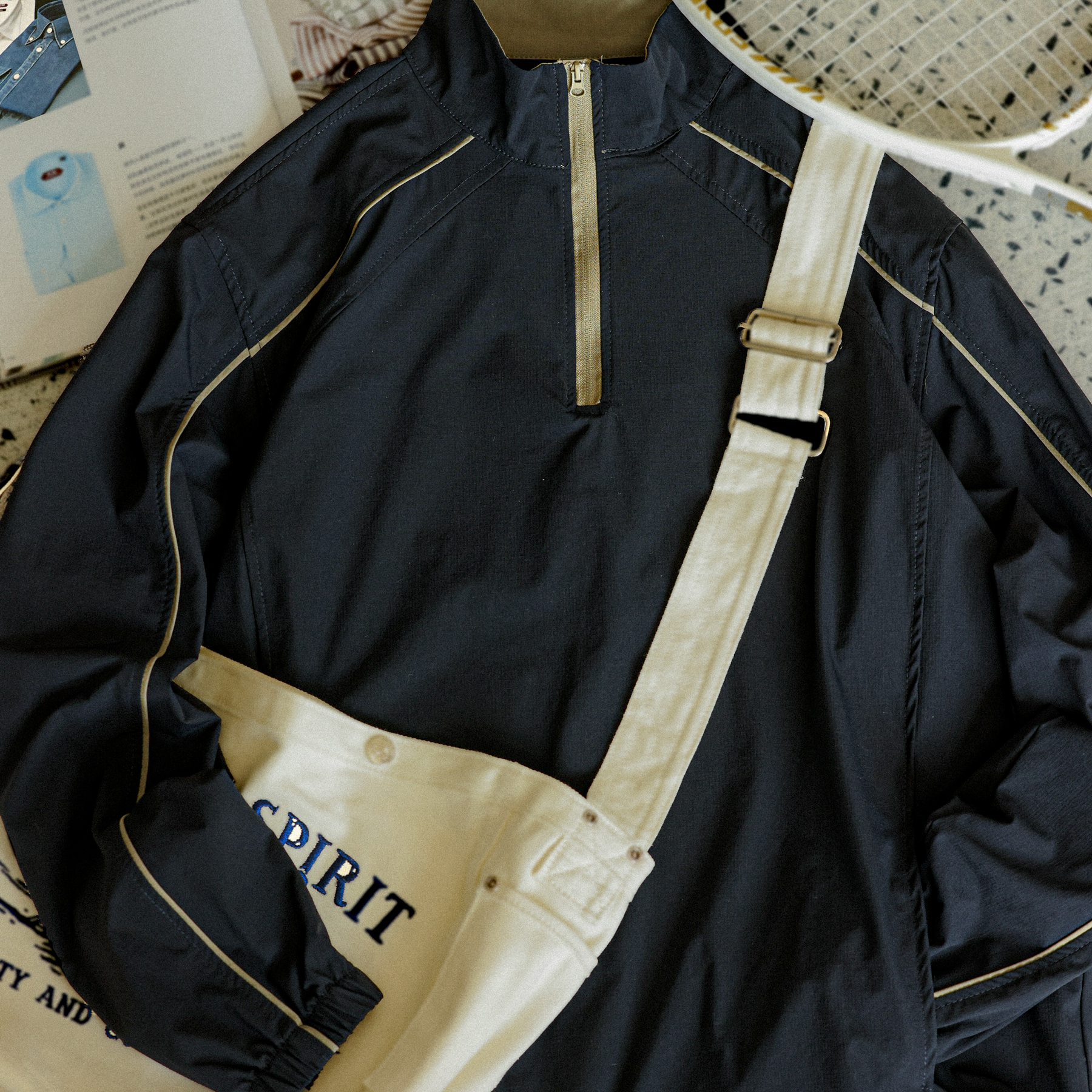 美式復古半拉鍊立領夾克男薄款透氣戶外休閒運動外套秋