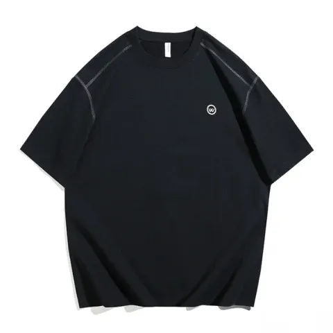 夏季300g重磅純棉短袖T恤男美式休閒撞線高密刺繡打底衫