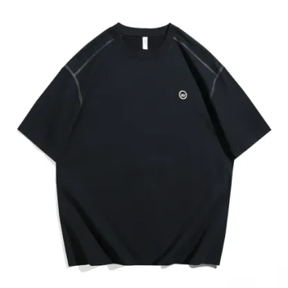 夏季300g重磅純棉短袖T恤男美式休閒撞線高密刺繡打底衫